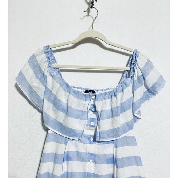 Lulus Dress Womens Medium Transatlantic Voyage Blue Stripe Midi Blue Cotton - Picture 3 of 7